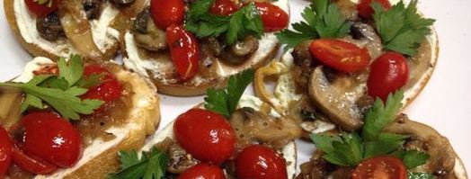 брускетта с грибами и козьим сыром. Шаг 6