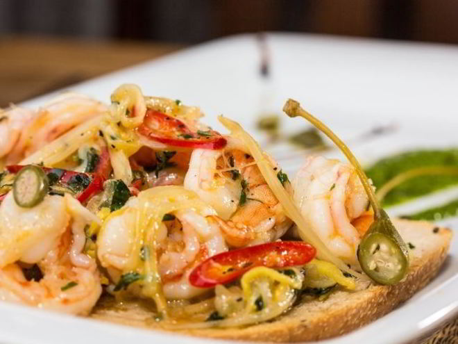Рецепт брускетты с креветками