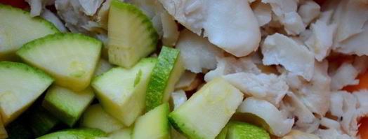 брускетта с рыбой, творогом и кабачком. Шаг 3