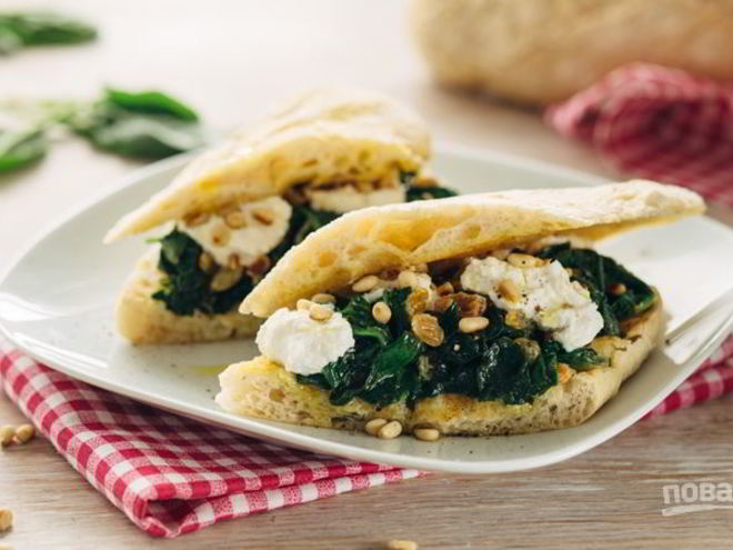 Рецепт брускетты со шпинатом