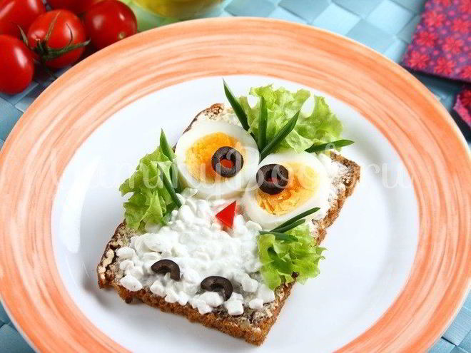 Рецепт детского бутерброда сова