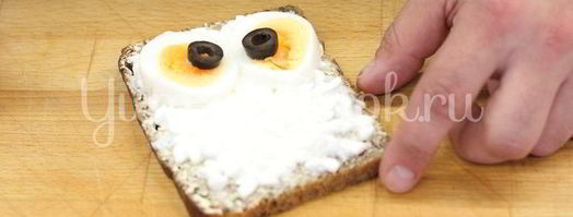 детский бутерброд сова. Шаг 3