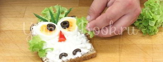 детский бутерброд сова. Шаг 4