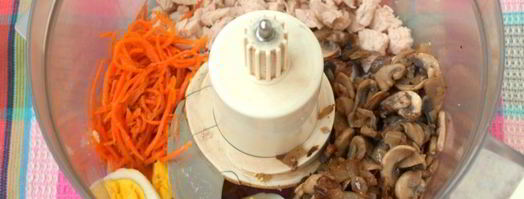 намазка для бутербродов с индейкой, шампиньонами и корейской морковью. Шаг 4