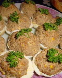 Фаршированные печеночные яйца