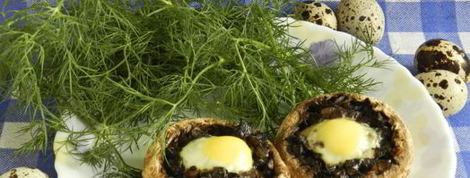 фаршированные шампиньоны с перепелиными яйцами. Шаг 12