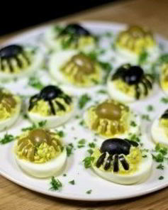 Фаршированные яйца-пауки на Хэллоуин