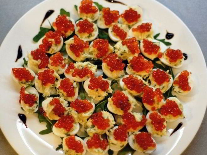 Рецепт перепелиных яиц, фаршированных икрой