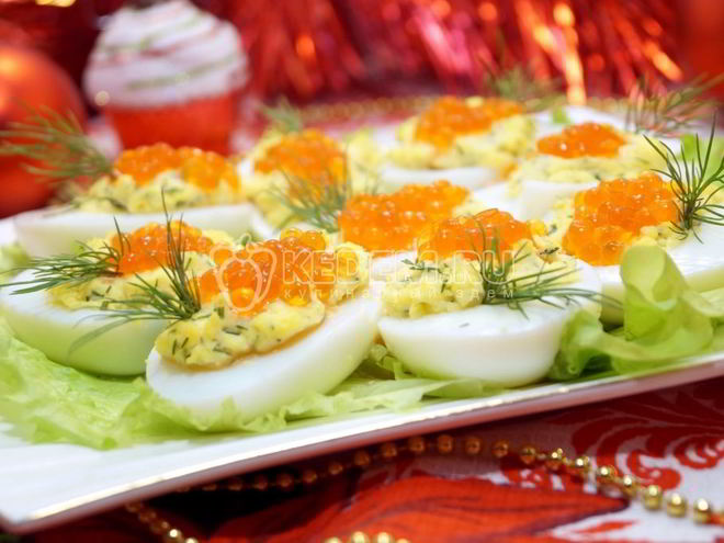 Рецепт яиц фаршированных красной икрой