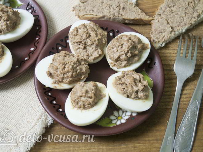 Рецепт яиц фаршированных куриной печенью