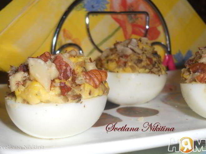 Рецепт яиц фаршированных с грибами