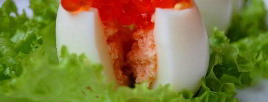 яйца, фаршированные суфле из семги и красной икры. Шаг 8