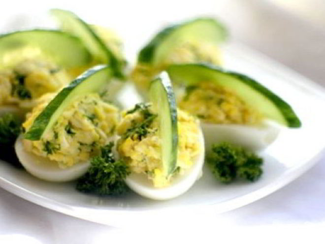 Рецепт яиц, фаршированных ветчиной