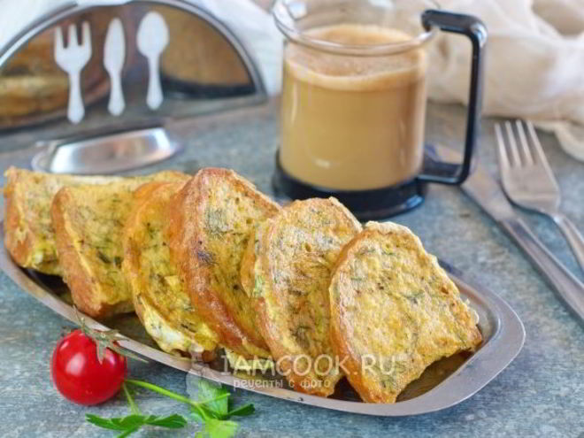 Рецепт гренков из белого хлеба с яйцом