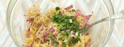 гренки с колбасой и картофелем. Шаг 3