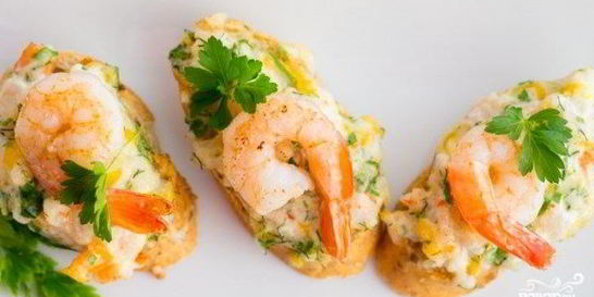 Гренки с креветками