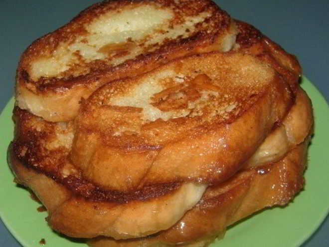 Рецепт нежных гренков с сахаром