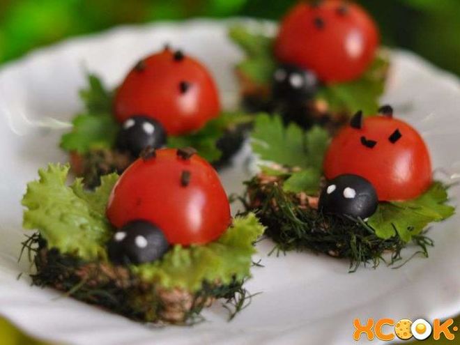 Рецепт бутербродов канапе божья коровка