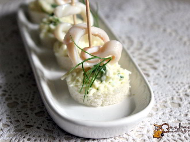 Рецепт канапе с кальмаром