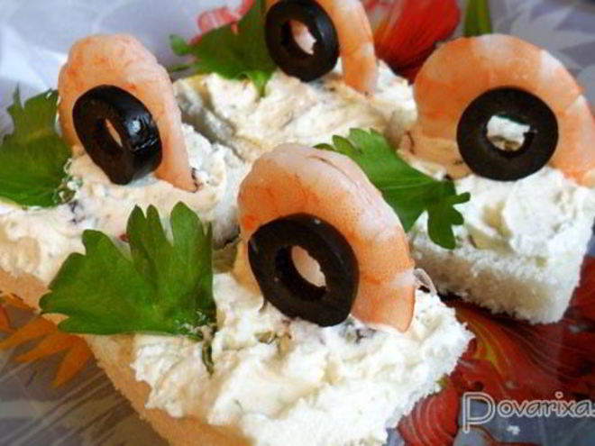 Рецепт канапе с креветками