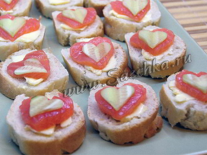 Рецепт канапе с сердечками