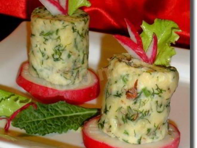 Рецепт канапе сыр с грецким орехом башенки