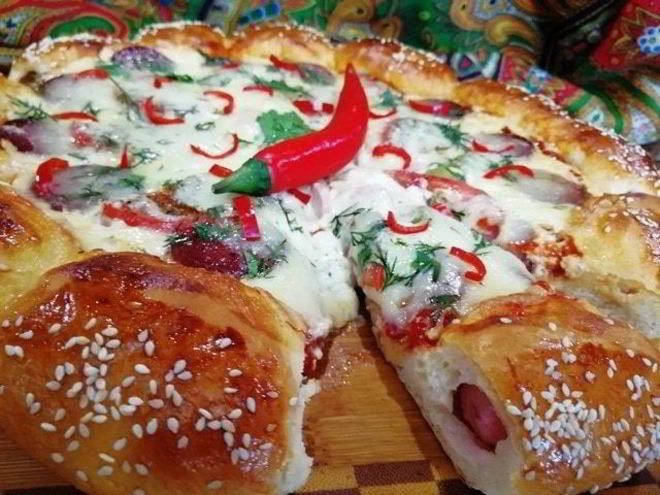 Рецепт суперсырной хот-дог-пицца