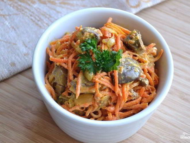 Рецепт корейской морковки с печенью