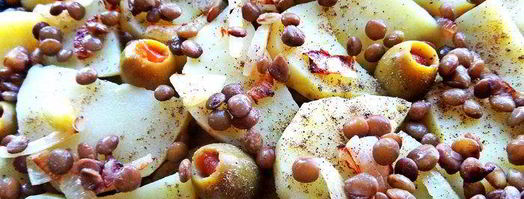 фриттата с картофелем, чечевицей и оливками. Шаг 11