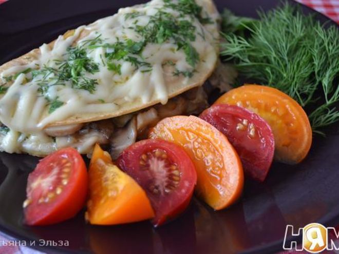 Рецепт омлета с сыром и грибами
