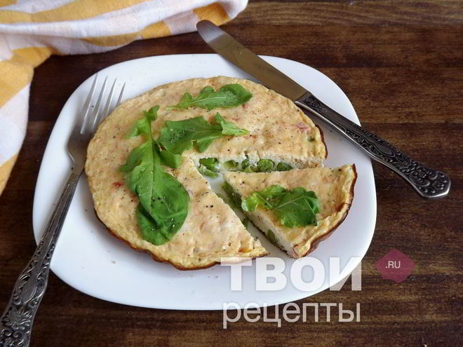 Рецепт омлета с томатами и зеленым горошком