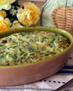 Зеленый омлет с брокколи, шампиньонами и кускусом