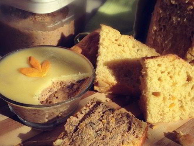 Рецепт паштета из куриной печени с тыквой и шампиньонами на тыквенном хлебе