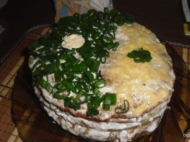 Рецепт кабачкова-печеночного тортик