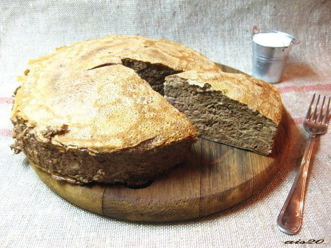 Рецепт печеночного блинного торта