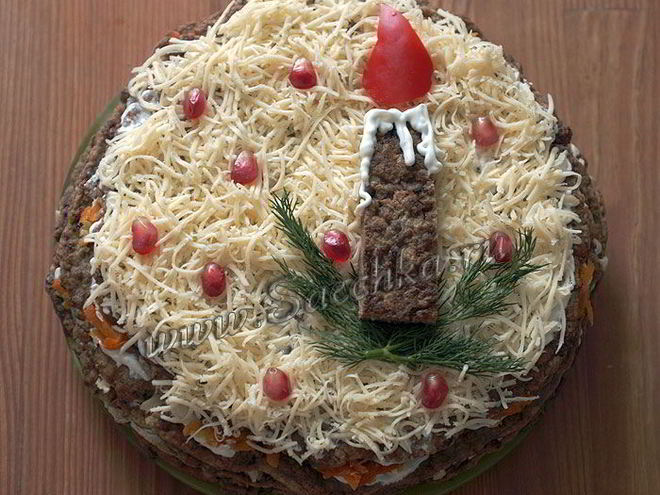 Рецепт печеночного торта из говяжьей печени