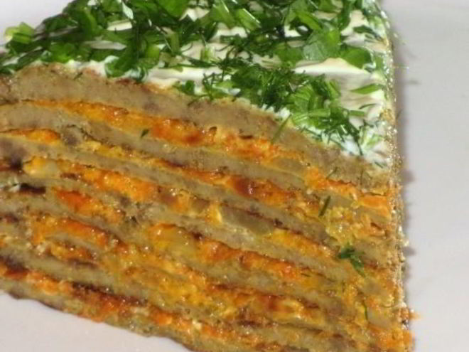 Рецепт печеночного торта с блинами