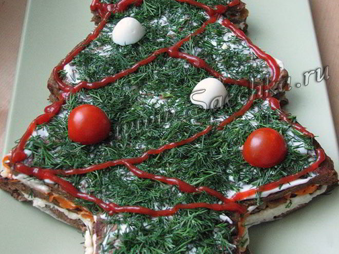 Рецепт печеночного торта в виде елочки