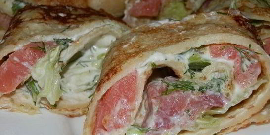 Блинные роллы с семгой