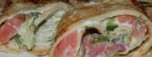 блинные роллы с семгой. Шаг 11