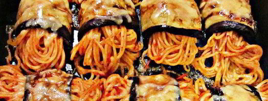 роллы из баклажанов со спагетти. Шаг 11