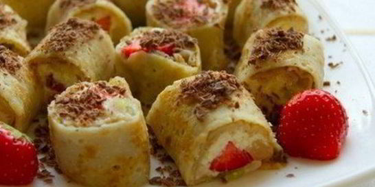 Роллы из блинов с творожной начинкой