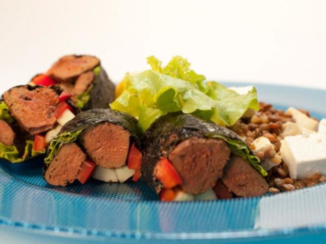 Рецепт роллов из говяжьей печенки с чечевицей