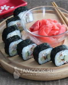 Роллы с кальмаром и беконом