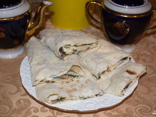 Рецепт грибного рулета из лаваша