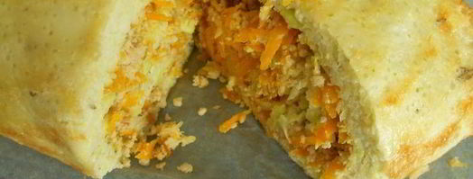 кабачковый рулет на основе бисквитного теста с мясом. Шаг 9