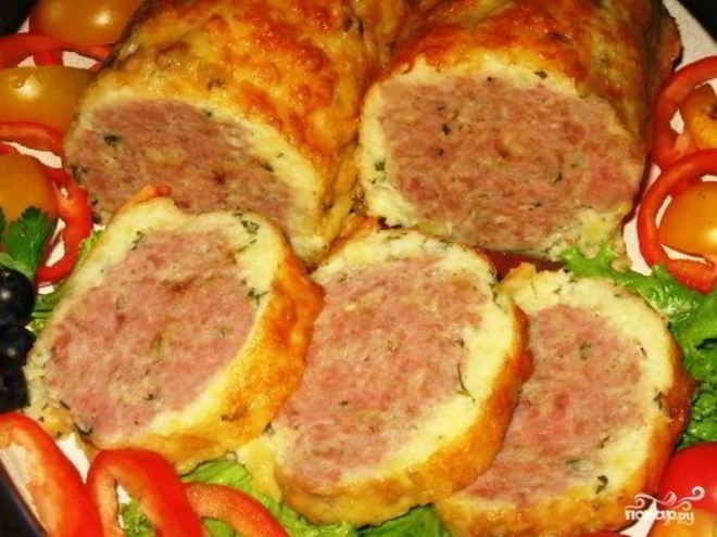 Рецепт мясного рулета в картофельной оболочке
