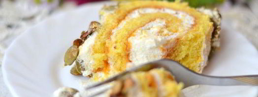 тыквенный рулет с карамелизированными тыквенными семечками. Шаг 20