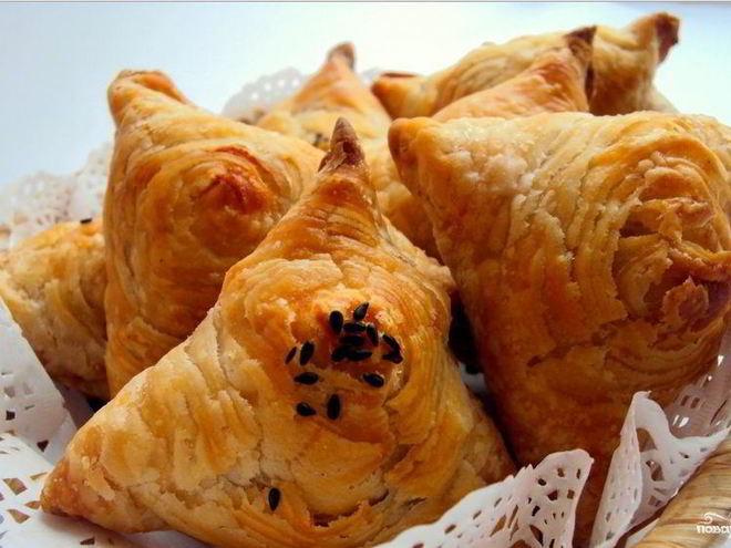 Рецепт самсы из слоеного теста с курицей
