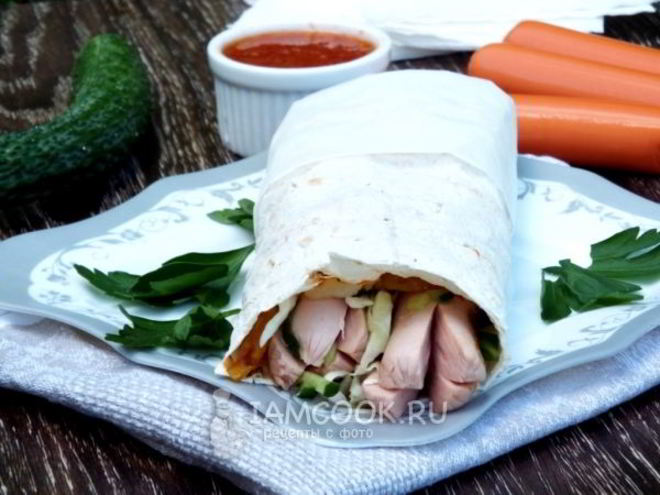 Рецепт шаурмы с сосиской